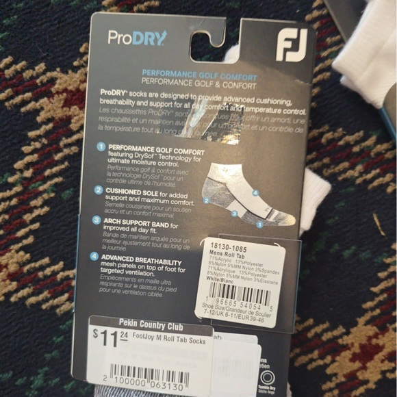 FootJoy ProDry Athletic Socks - White and Gray - Picture 2 of 2